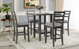 5-Piece Wooden Counter Height Dining Set with Padded Chairs