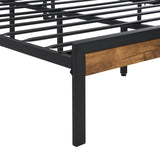 Queen Size  Metal Platform Bed Frame with Wooden Headboard and Footboard