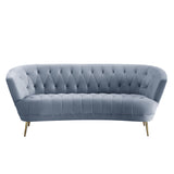 Sofa w/2 Pillows, Light Gray Velvet
