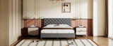 Queen Upholstered Linen Platform Bed - Gray