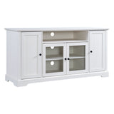 TV Stand for TV up to 65in with 2 Tempered Glass Doors Adjustable Panels
