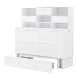 Queen Size Murphy Bed with Bookcase, Bedside Shelves