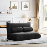 Black Sofa Adjustable Folding Futon Sofa Video Gaming Sofa with Two Pillows