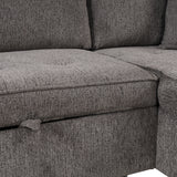 Modern L-Shape 3 Seat Reversible Sectional Couch, Pull Out Sleeper Sofa with Storage