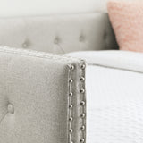 Beige Upholstered Twin Size Daybed with Two Drawers