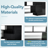 TV Stand with 2 Illuminated Glass Shelves, High Gloss Entertainment Center