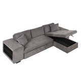 Modern L-Shape 3 Seat Reversible Sectional Couch, Pull Out Sleeper Sofa with Storage