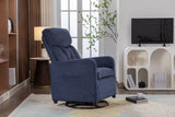 Navy Blue Fabric Swivel Rocking Chair