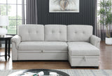 Light Gray Linen Reversible Sleeper Sectional Sofa with Storage Chaise