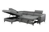 Wrenley Gray Chenille Sectional Sofa with Sleeper & Storage
