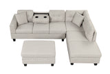 Modern Sectional Sofa with Storage Ottoman