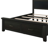 Rustic Farmhouse Style 3 Pieces Bedroom Sets Blackwash Queen Bed with 2 Drawers, Nightstand and Dresser, Coffee