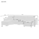 3 Piece U shaped Sofa with Removable Ottomans
