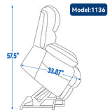 High Back Large Size Beige Chenille Power Lift Recliner Chair with 8-Point Vibration Massage and Lumbar