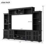 Minimalism Style Entertainment Wall Unit with Bridge, Modern TV Console Table for TVs Up to 70"