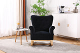 Black Mid Century Fabric Rocker Chair with Wood Legs