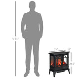 29" Electric Fireplace Heater, Freestanding Fire Place Stove with Realistic LED Log Flames and Overheating Safety Protection, 1400W, Black