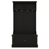 Black Hall Tree with Storage Shoe Bench for Entryway and Hallway
