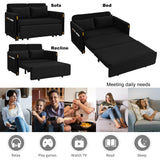 Black Convertible Sofa Bed Loveseat with Pull Out Bed