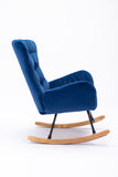 Velvet Fabric Rocking Chair,Blue