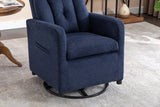 Navy Blue Fabric Swivel Rocking Chair