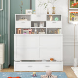 Queen Size Murphy Bed with Bookcase, Bedside Shelves