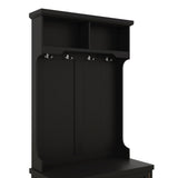 Black Hall Tree with Storage Shoe Bench for Entryway and Hallway
