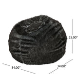 Modern Faux Fur 3 Foot Bean Bag, Black and White