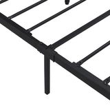 Queen Size  Metal Platform Bed Frame with Wooden Headboard and Footboard