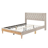 Queen Size Upholstered Platform Bed with Two Nightstands and Storage Bench