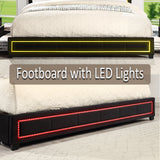 King Upholstered Eastern King Platform Bed with LED Lights and Storage Bed with 4 Drawers