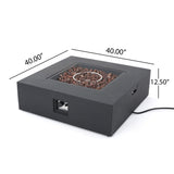 Outdoor Square Propane Fire Pit Table with Tank Holder - Dark Gray