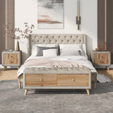 Queen 4-Piece Bedroom Set Platform Bed with Two Nightstands and Storage Bench