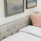 Beige Upholstered Twin Size Daybed with Two Drawers