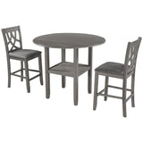 Farmhouse 3 Piece Round Counter Height Kitchen Dining Table Set