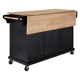 Natural Wood Top Kitchen Island with Storage