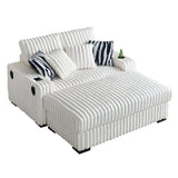 Square Arm Loveseat With Ottoman, Cup Holder, Bluetooth Speaker,Wireless Charger,USB Ports