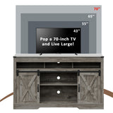 3 Level Adjustable Shelves Barn Door Light Gray Wood Tv Stand