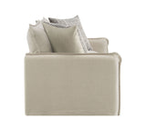 Beige Linen Sofa with 2 Pillows