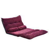 Burgundy Sofa Adjustable Folding Futon with 2 Pillows