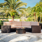 4 Piece Patio Conversation Semi Circle Sofa Set- • 4 Armless Chairs
 • 2 End Tables
 • 1 Coffee Table