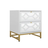 2 drawer nightstand - White Mirrored Nightstandwith Gold Legs