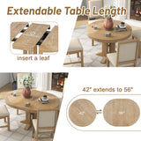 5-Piece Dining Set Extendable Round Table and 4 Upholstered Chairs