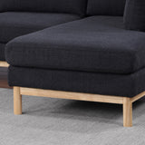Black Sherpa Wide Double Chaise U-Shape Sectional Sofa