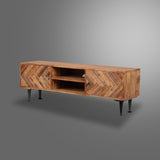 Brown TV Cabinet Herringbone 2 Door