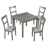5 Piece Dining Table Set Industrial Wooden Kitchen Table and 4 Chairs