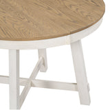 5-Piece Farmhouse Dining Table Set Wood Round Extendable Dining Table