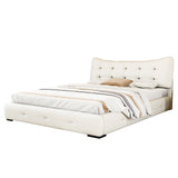 Upholstered Queen Bed with Ergonomic Wingback Headboard