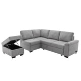 Gray Sleeper Sectional Sofa L-Shape Corner Couch