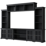 Minimalism Style Entertainment Wall Unit with Bridge, Modern TV Console Table for TVs Up to 70"